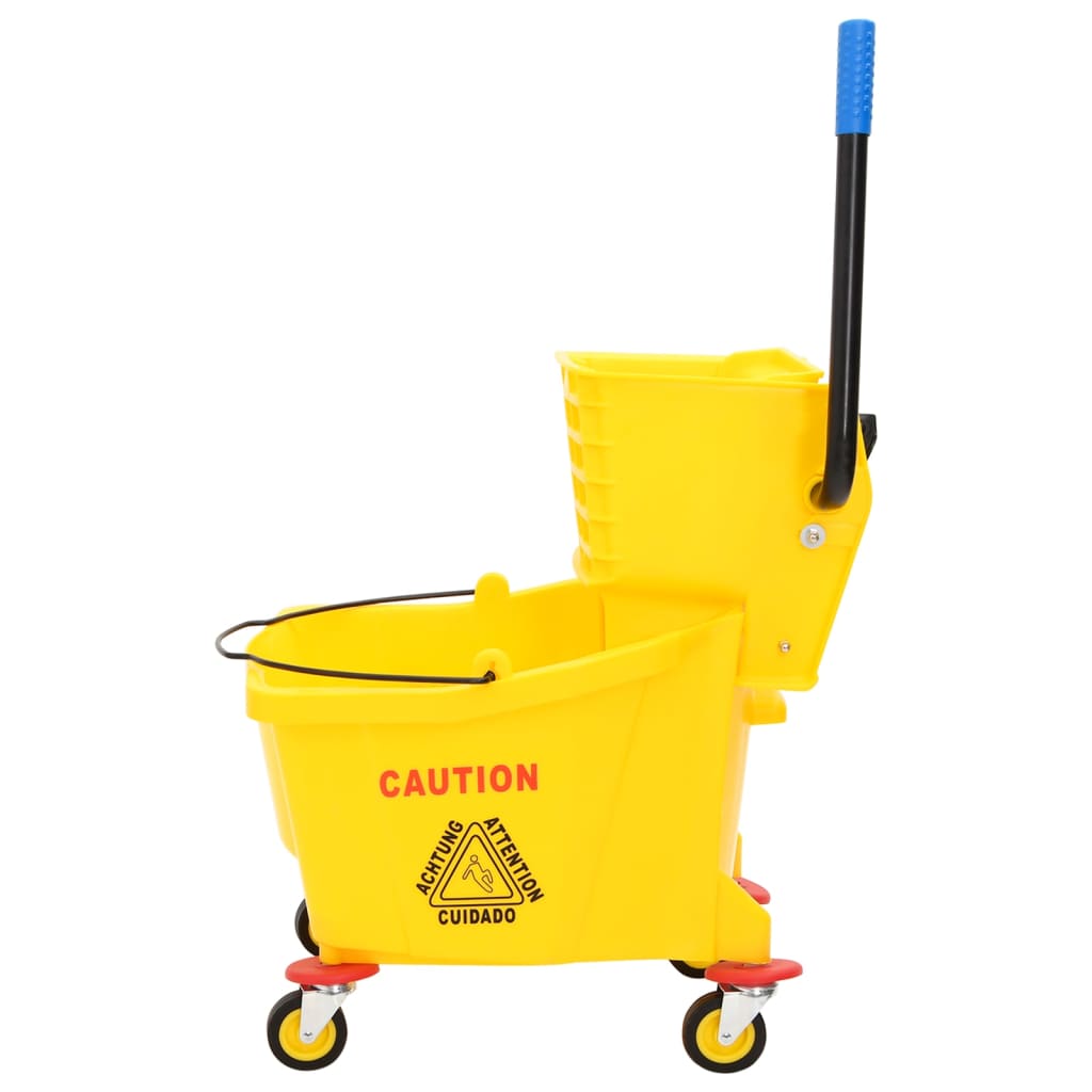 vidaXL Wiaderko z wyżymaczką do mopa, na kółkach, żółte, 36 L, PP
