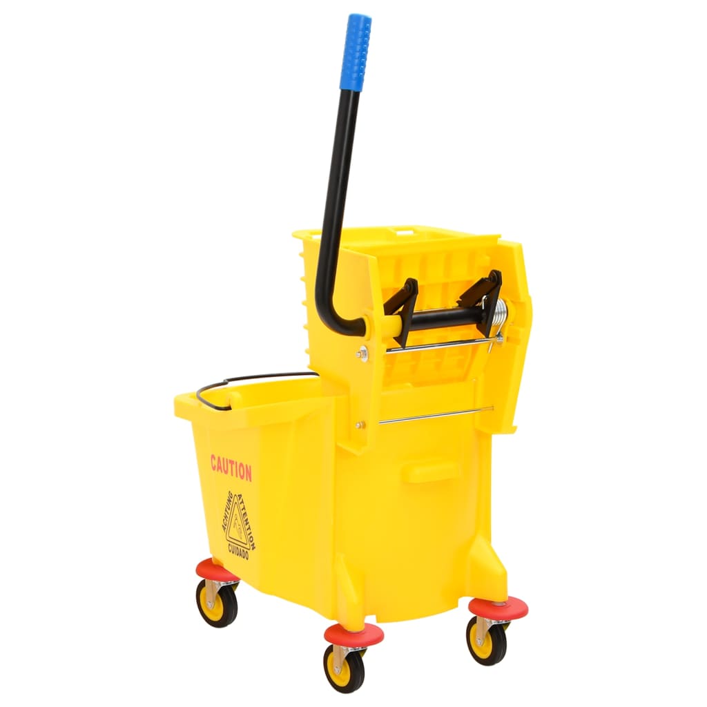 vidaXL Wiaderko z wyżymaczką do mopa, na kółkach, żółte, 36 L, PP