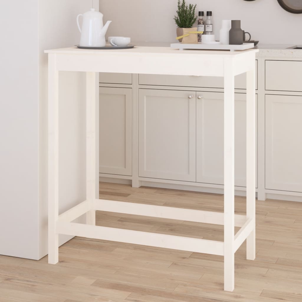 vidaXL Stolik barowy, biały, 100x50x110 cm, lite drewno sosnowe