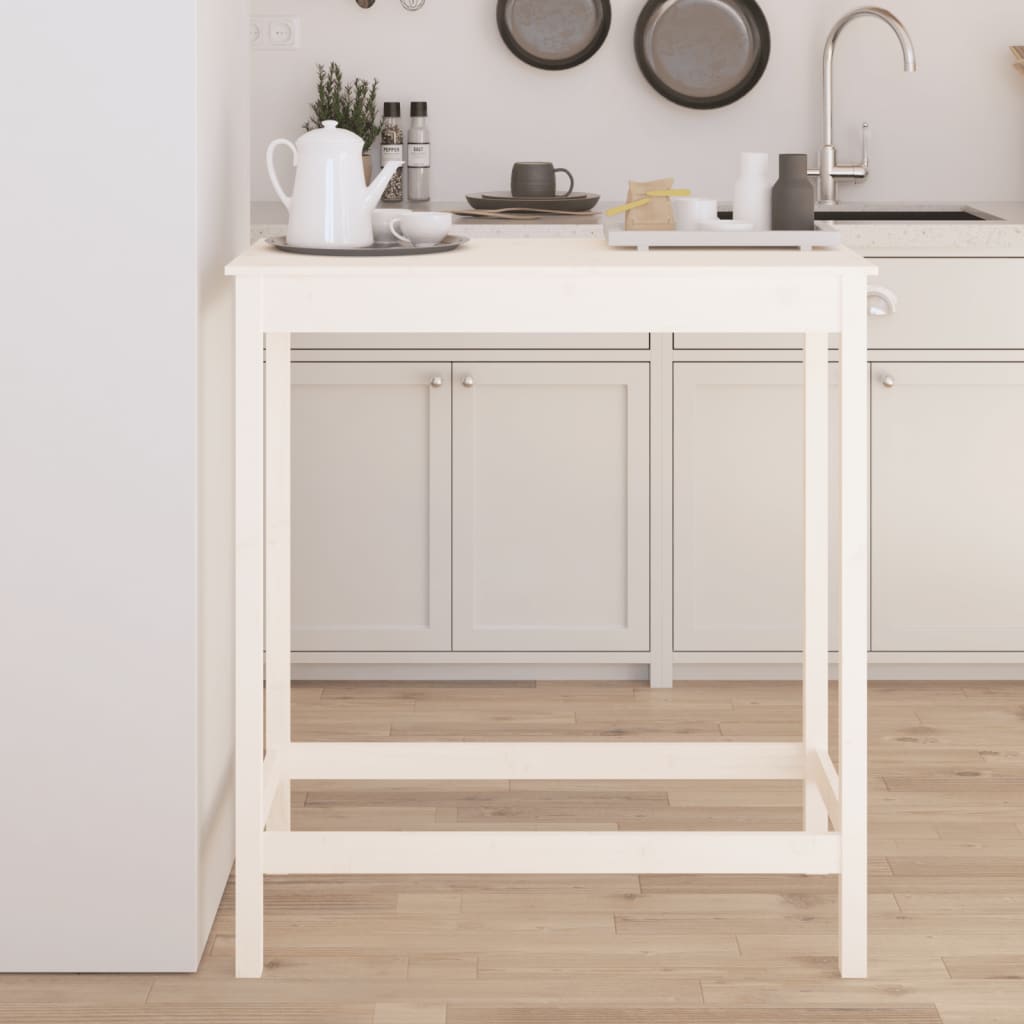 vidaXL Stolik barowy, biały, 100x50x110 cm, lite drewno sosnowe