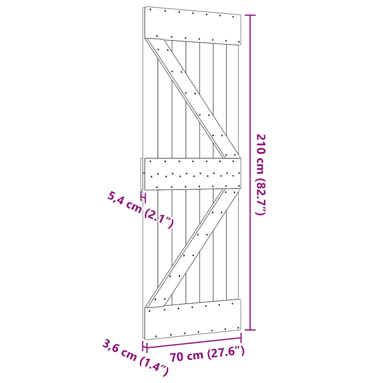 vidaXL Drzwi NARVIK Naturalny 70 x 210 cm Lite Drewno Sosnowe