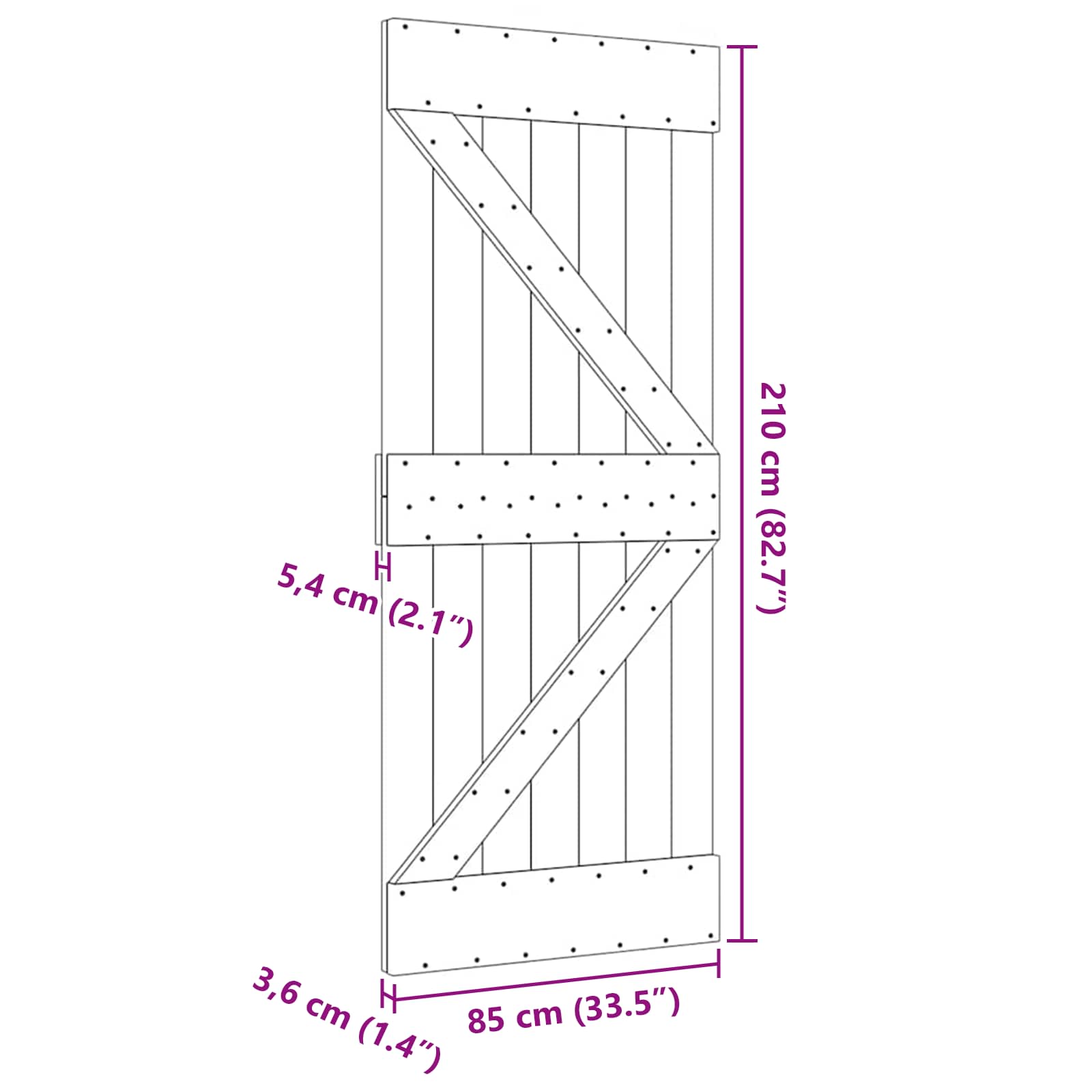vidaXL Drzwi NARVIK Naturalny 85 x 210 cm Lite Drewno Sosnowe