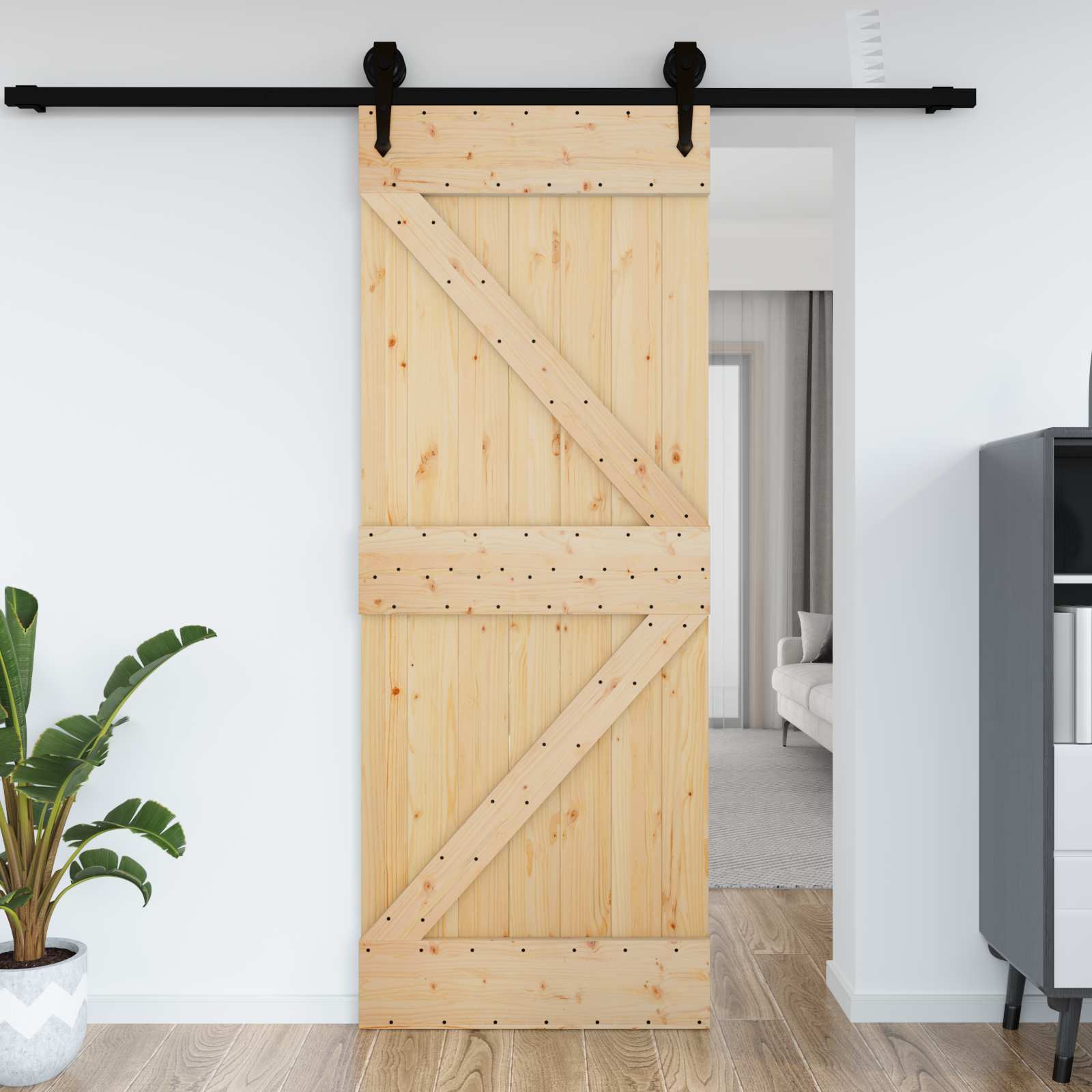 vidaXL Drzwi NARVIK Naturalny 95 x 210 cm Lite Drewno Sosnowe