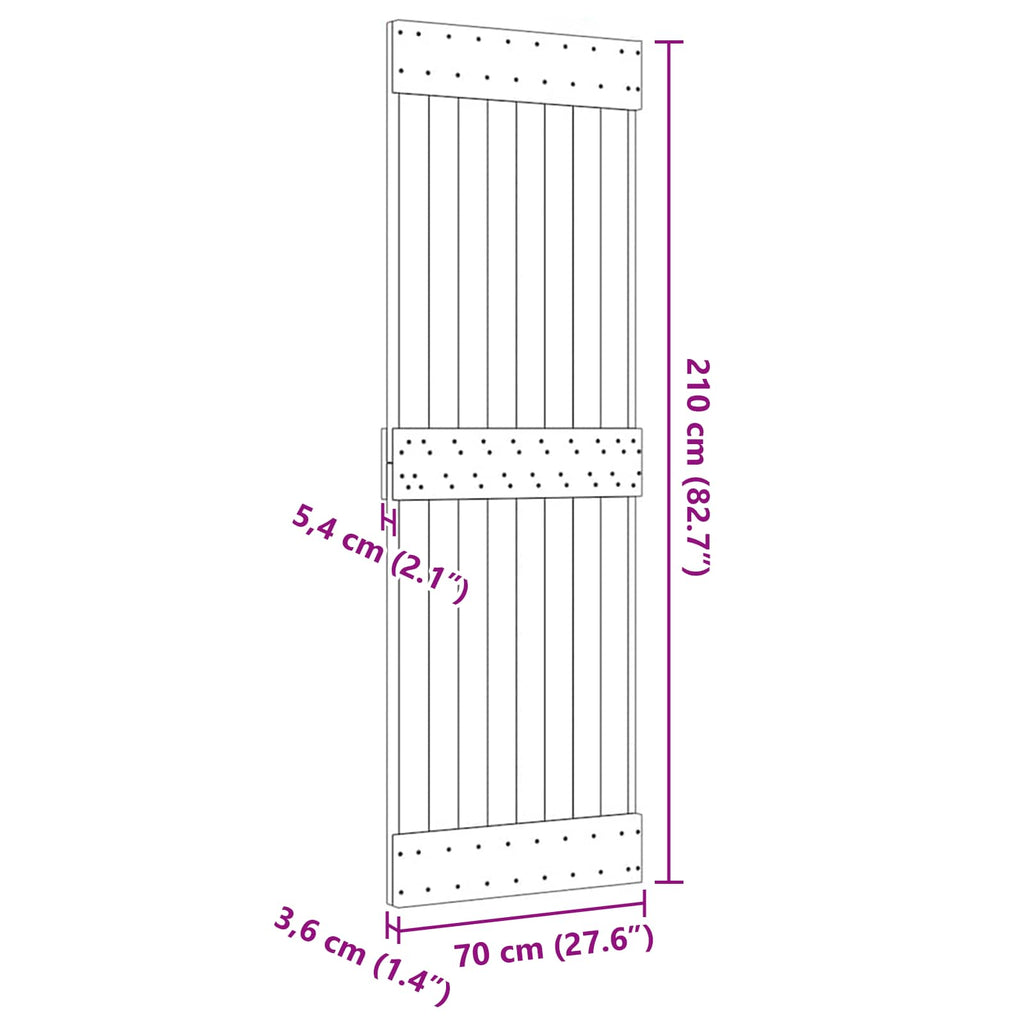 vidaXL Drzwi NARVIK Naturalny 70 x 210 cm Lite Drewno Sosnowe