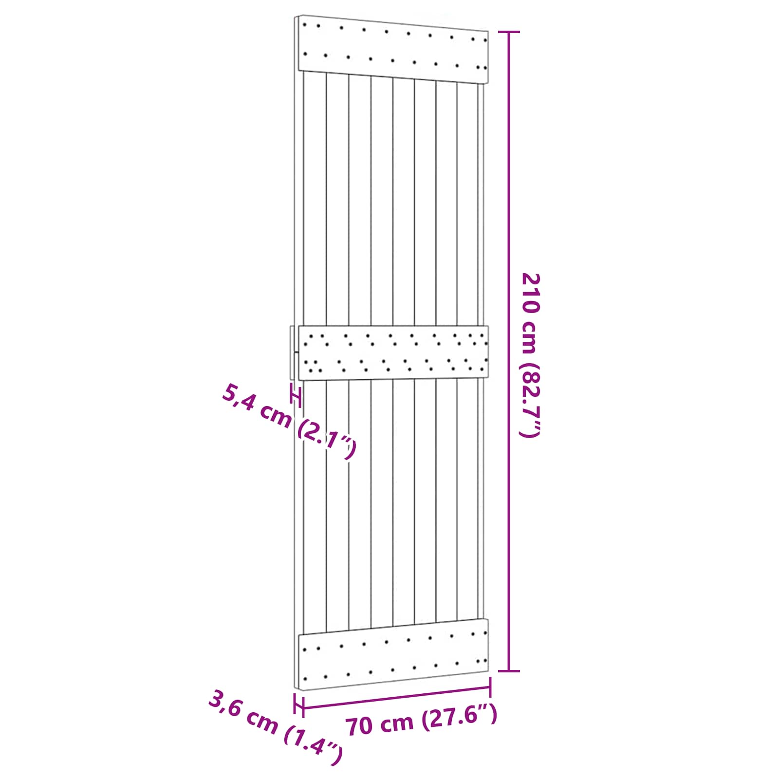 vidaXL Drzwi NARVIK Naturalny 70 x 210 cm Lite Drewno Sosnowe