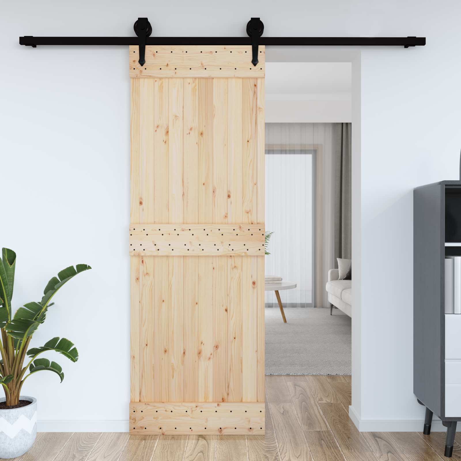 vidaXL Drzwi NARVIK Naturalny 80 x 210 cm Lite Drewno Sosnowe