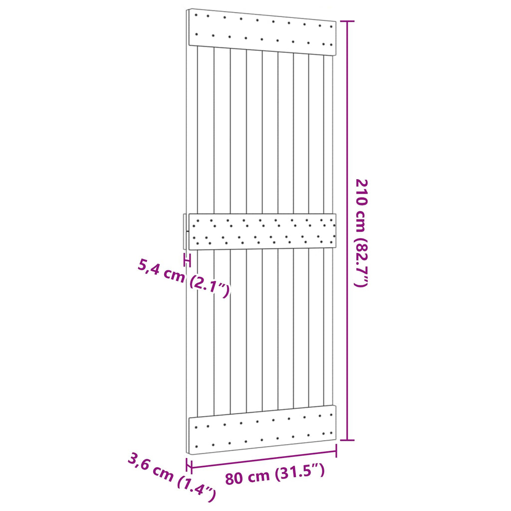 vidaXL Drzwi NARVIK Naturalny 80 x 210 cm Lite Drewno Sosnowe