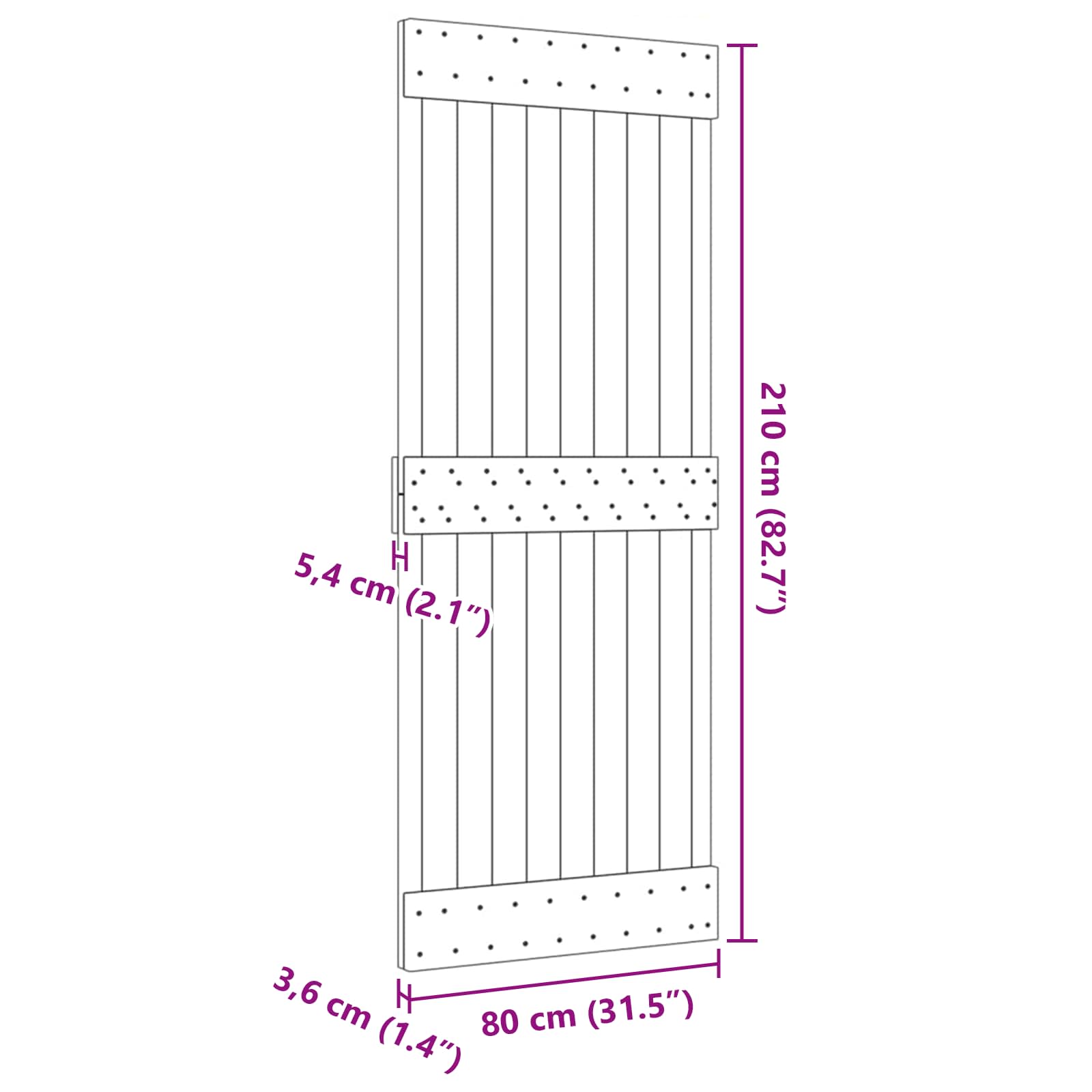 vidaXL Drzwi NARVIK Naturalny 80 x 210 cm Lite Drewno Sosnowe