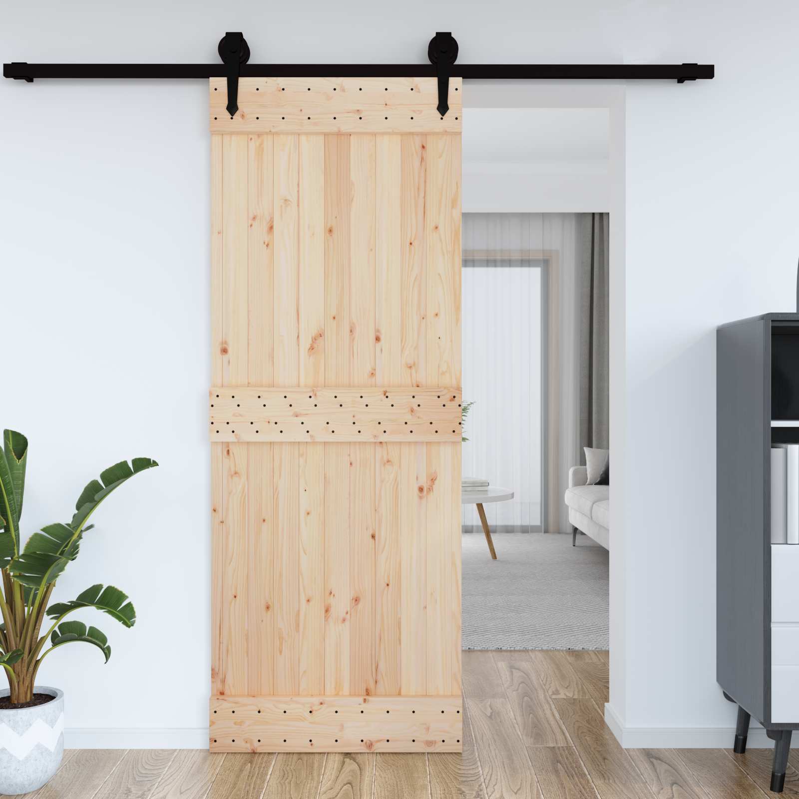 vidaXL Drzwi NARVIK Naturalny 85 x 210 cm Lite Drewno Sosnowe