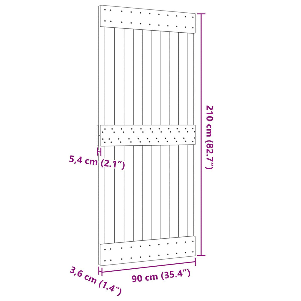 vidaXL Drzwi NARVIK Naturalny 90 x 210 cm Lite Drewno Sosnowe