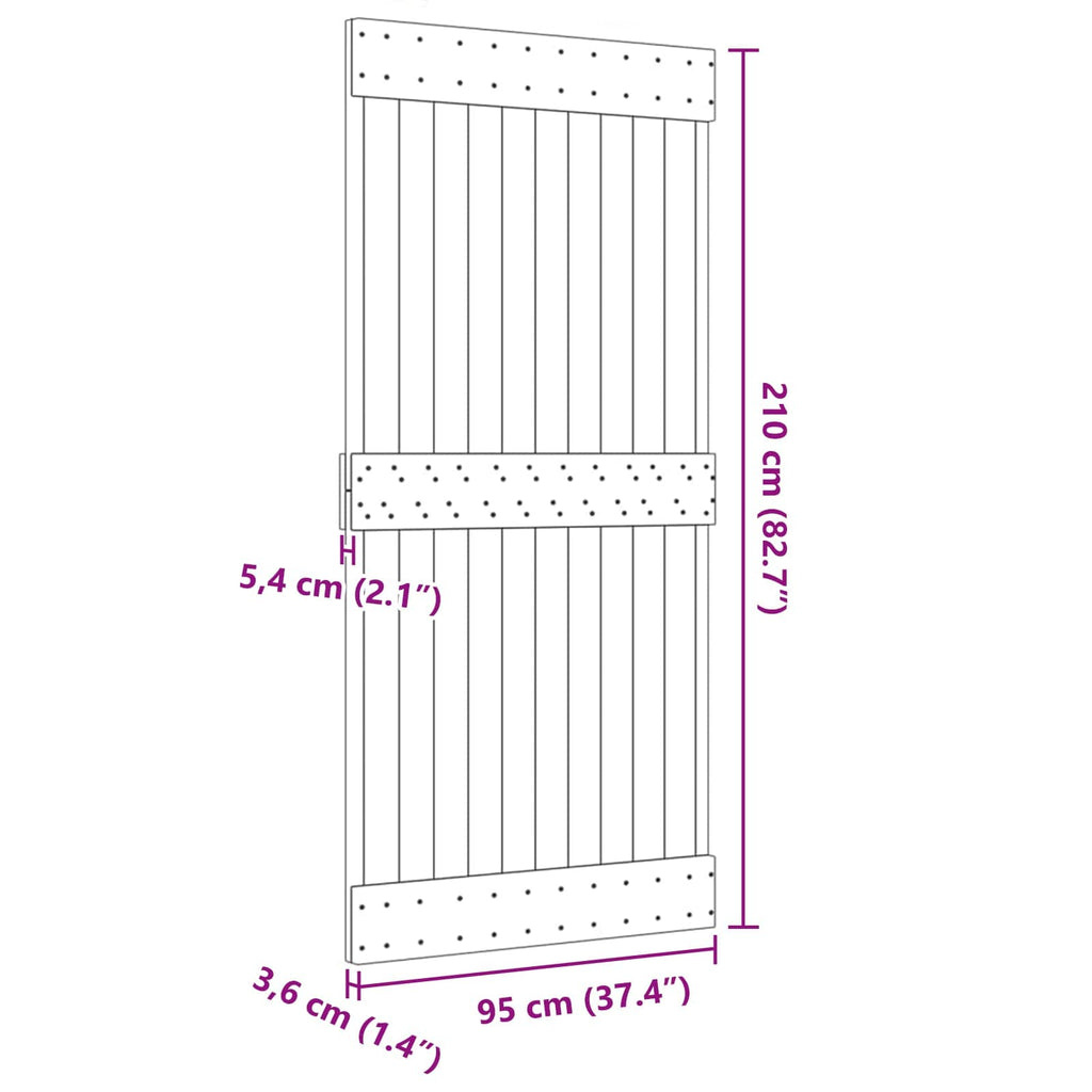vidaXL Drzwi NARVIK Naturalny 95 x 210 cm Lite Drewno Sosnowe