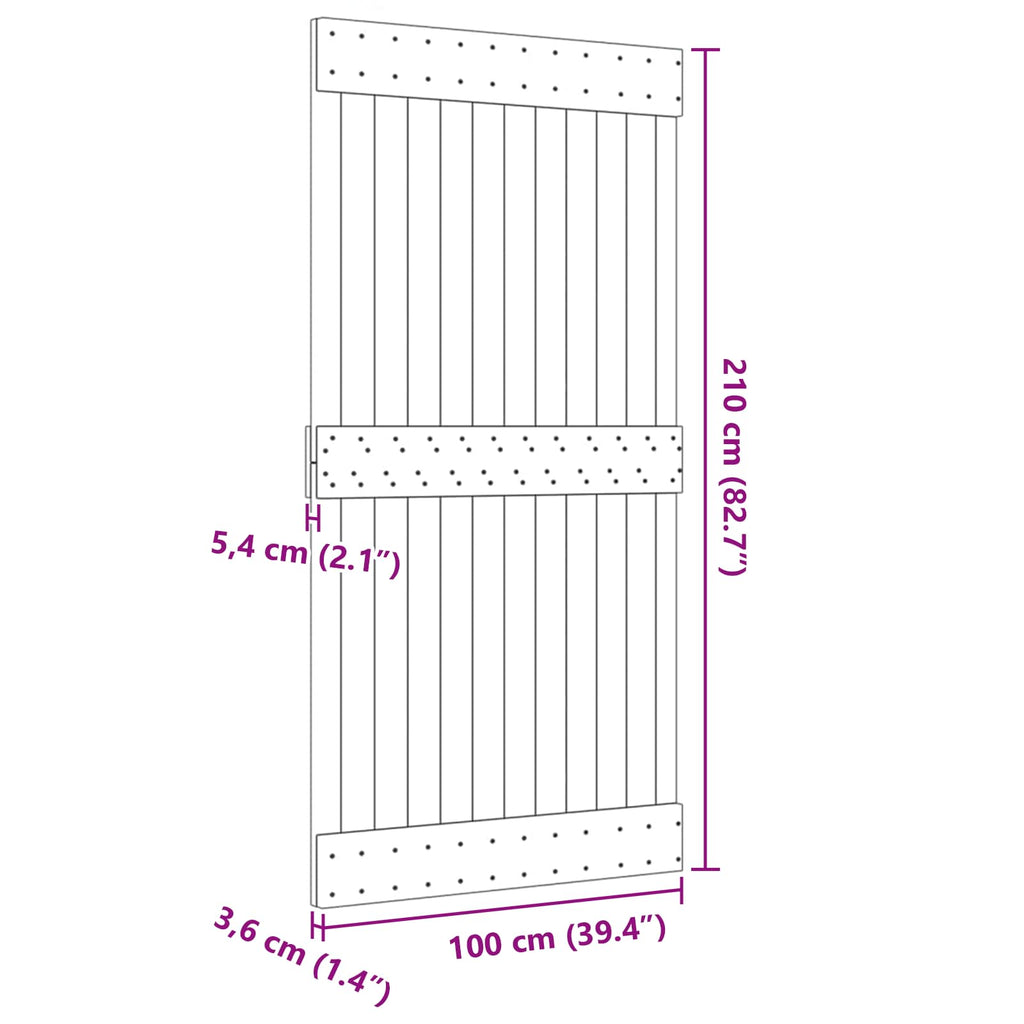 vidaXL Drzwi NARVIK Naturalny 100 x 210 cm Lite Drewno Sosnowe