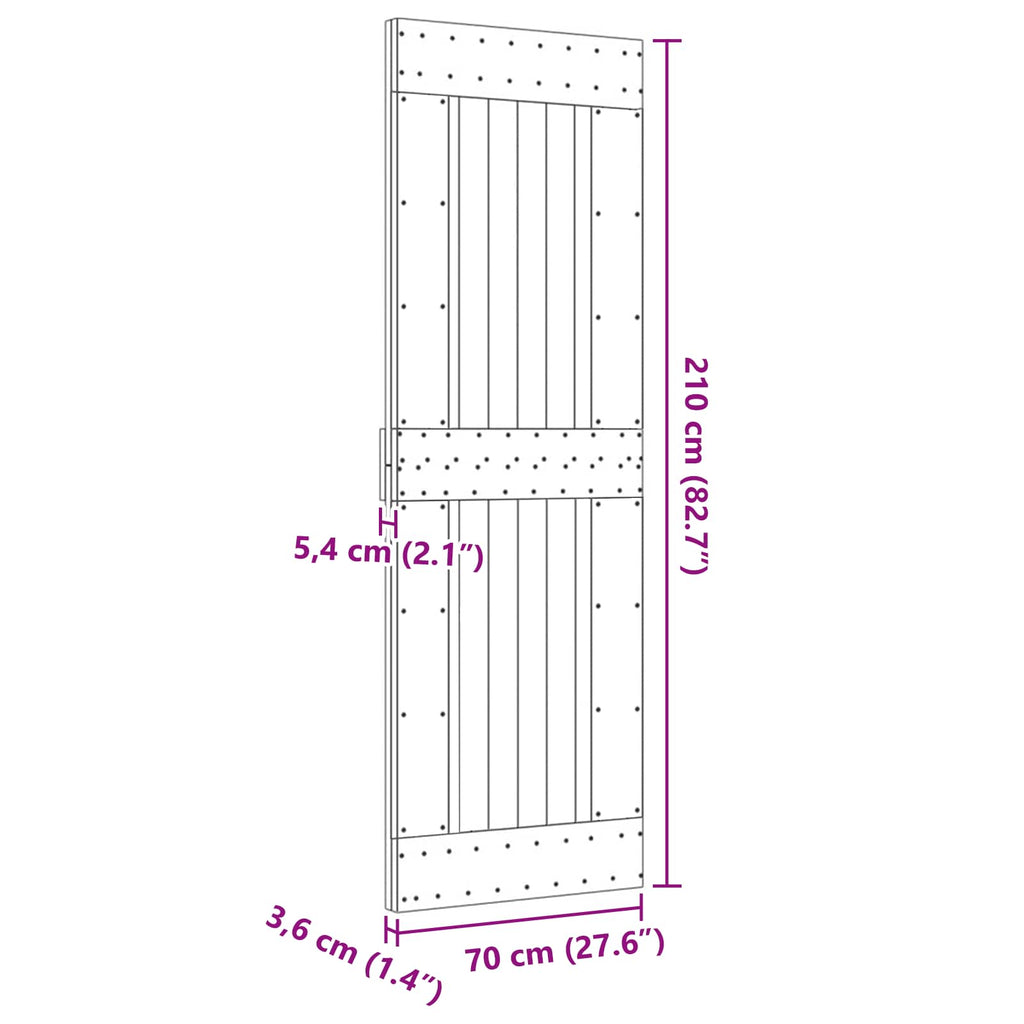 vidaXL Drzwi NARVIK Naturalny 70 x 210 cm Lite Drewno Sosnowe