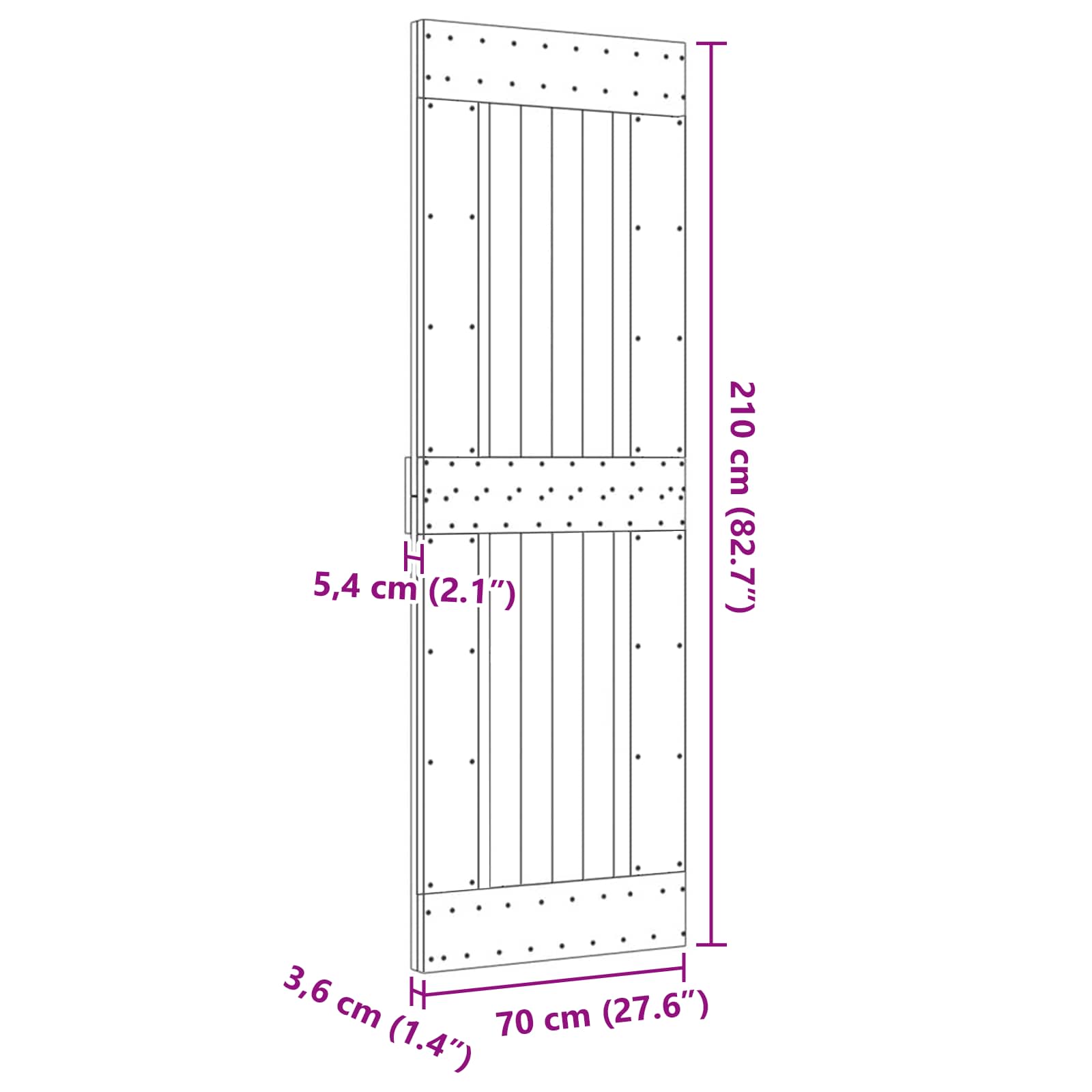 vidaXL Drzwi NARVIK Naturalny 70 x 210 cm Lite Drewno Sosnowe