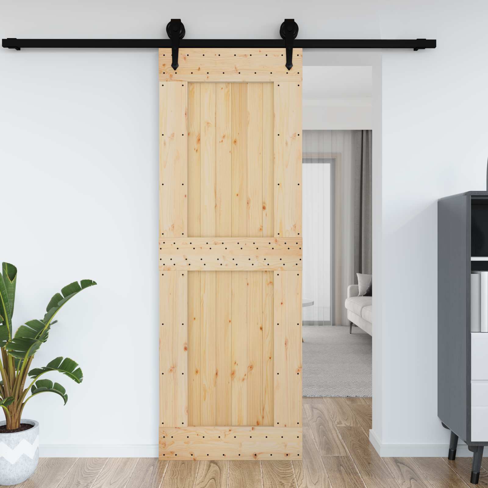 vidaXL Drzwi NARVIK Naturalny 80 x 210 cm Lite Drewno Sosnowe