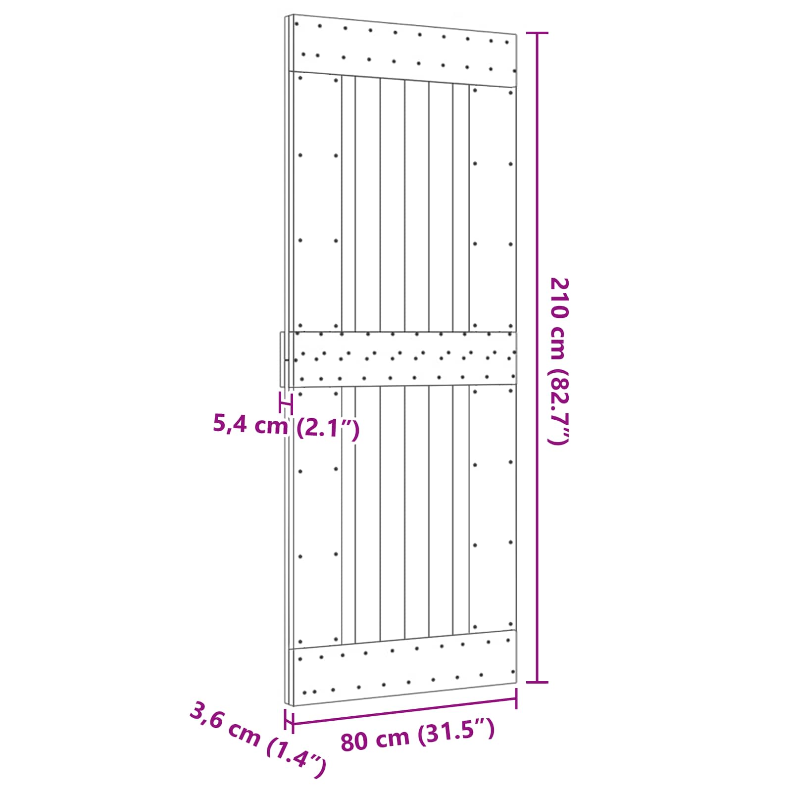 vidaXL Drzwi NARVIK Naturalny 80 x 210 cm Lite Drewno Sosnowe