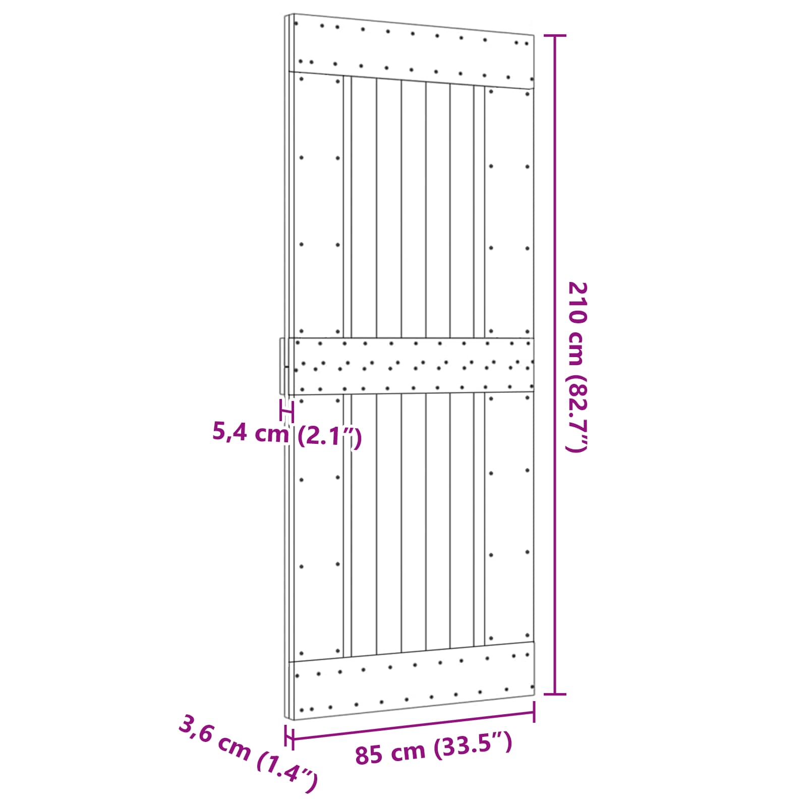 vidaXL Drzwi NARVIK Naturalny 85 x 210 cm Lite Drewno Sosnowe