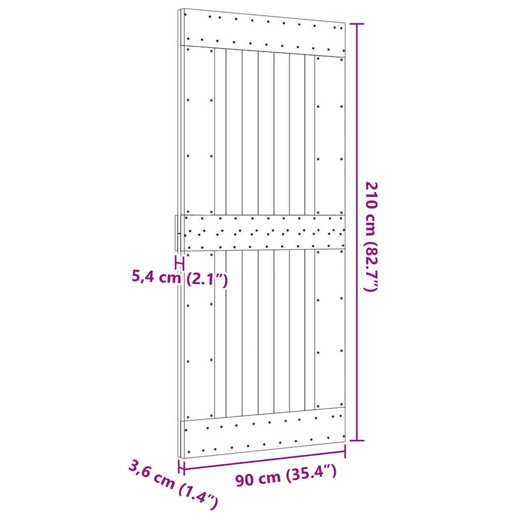 vidaXL Drzwi NARVIK Naturalny 90 x 210 cm Lite Drewno Sosnowe