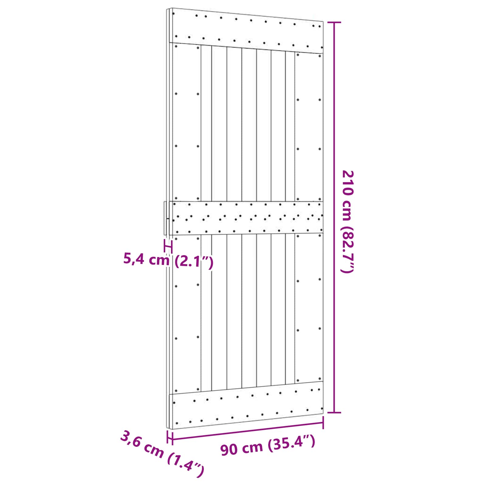 vidaXL Drzwi NARVIK Naturalny 90 x 210 cm Lite Drewno Sosnowe