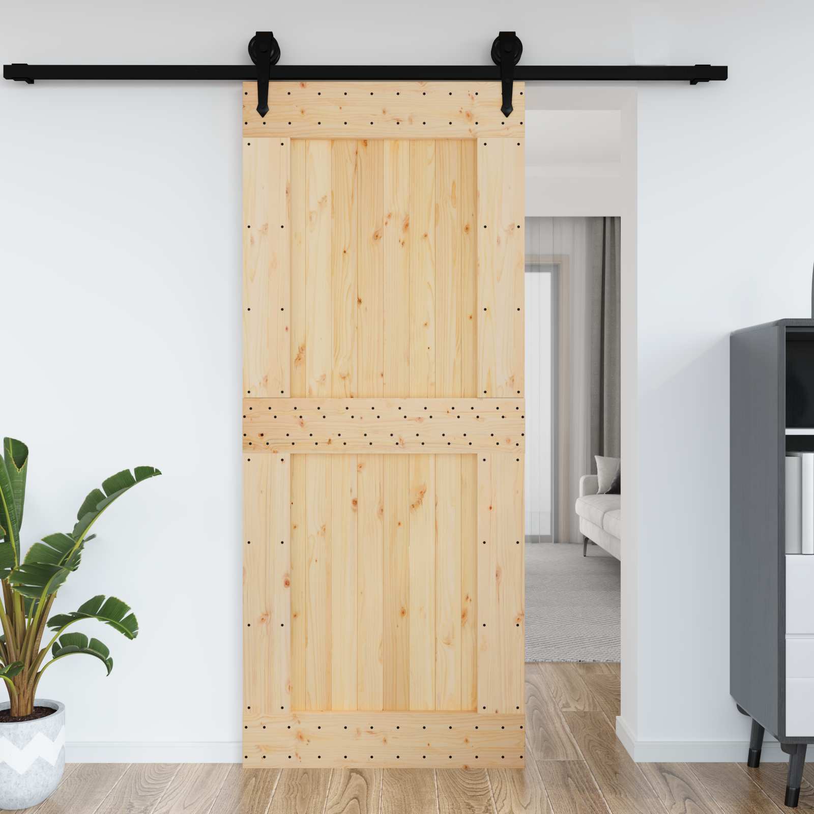 vidaXL Drzwi NARVIK Naturalny 95 x 210 cm Lite Drewno Sosnowe