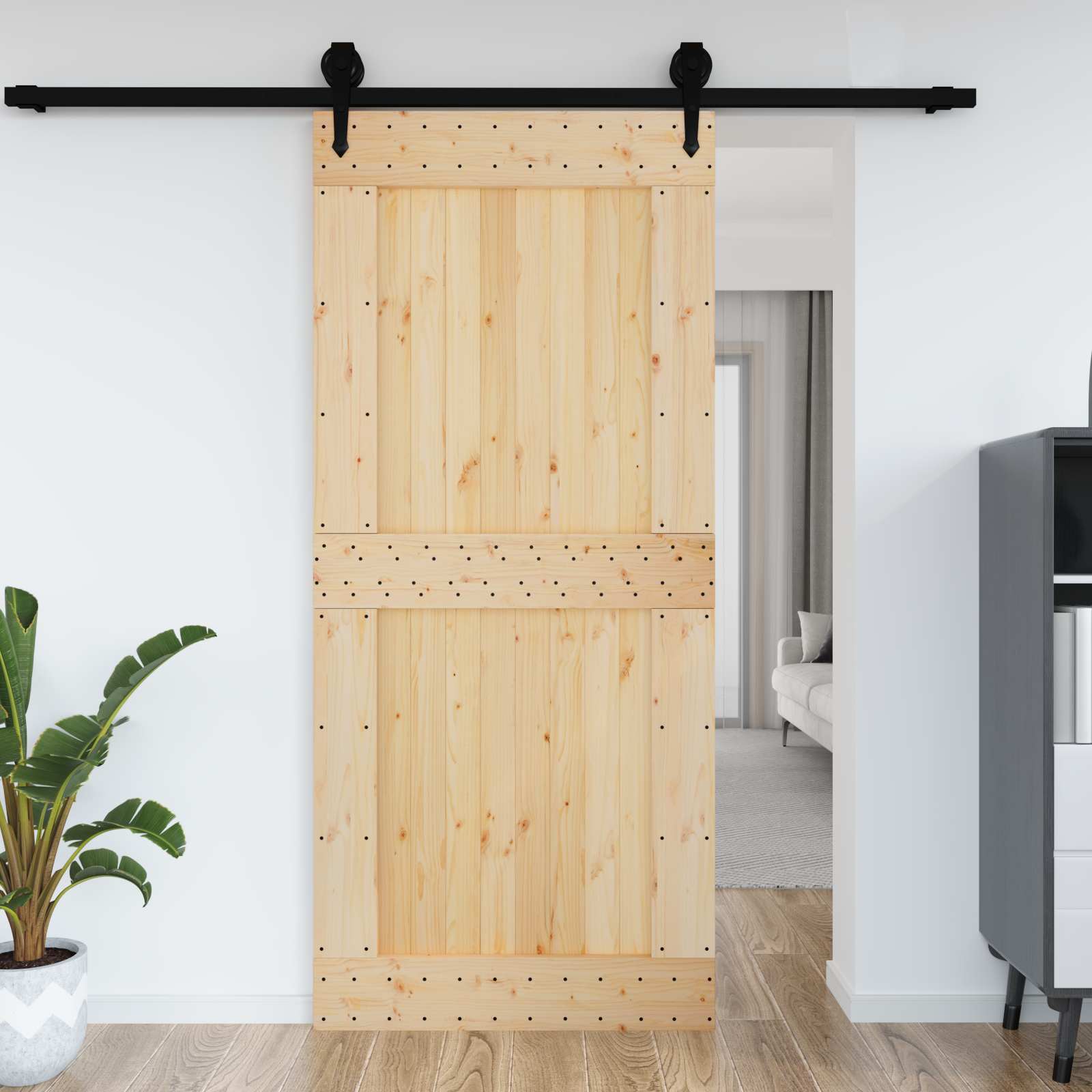 vidaXL Drzwi NARVIK Naturalny 100 x 210 cm Lite Drewno Sosnowe