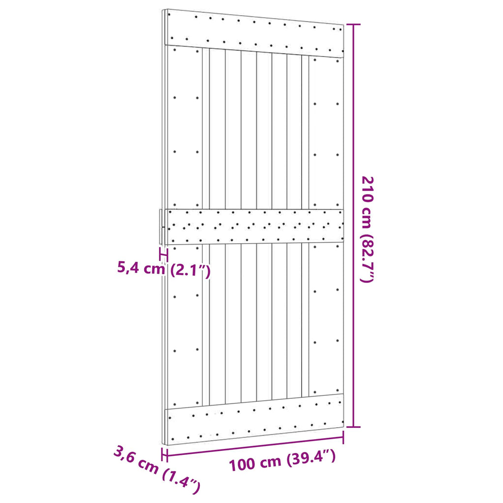 vidaXL Drzwi NARVIK Naturalny 100 x 210 cm Lite Drewno Sosnowe