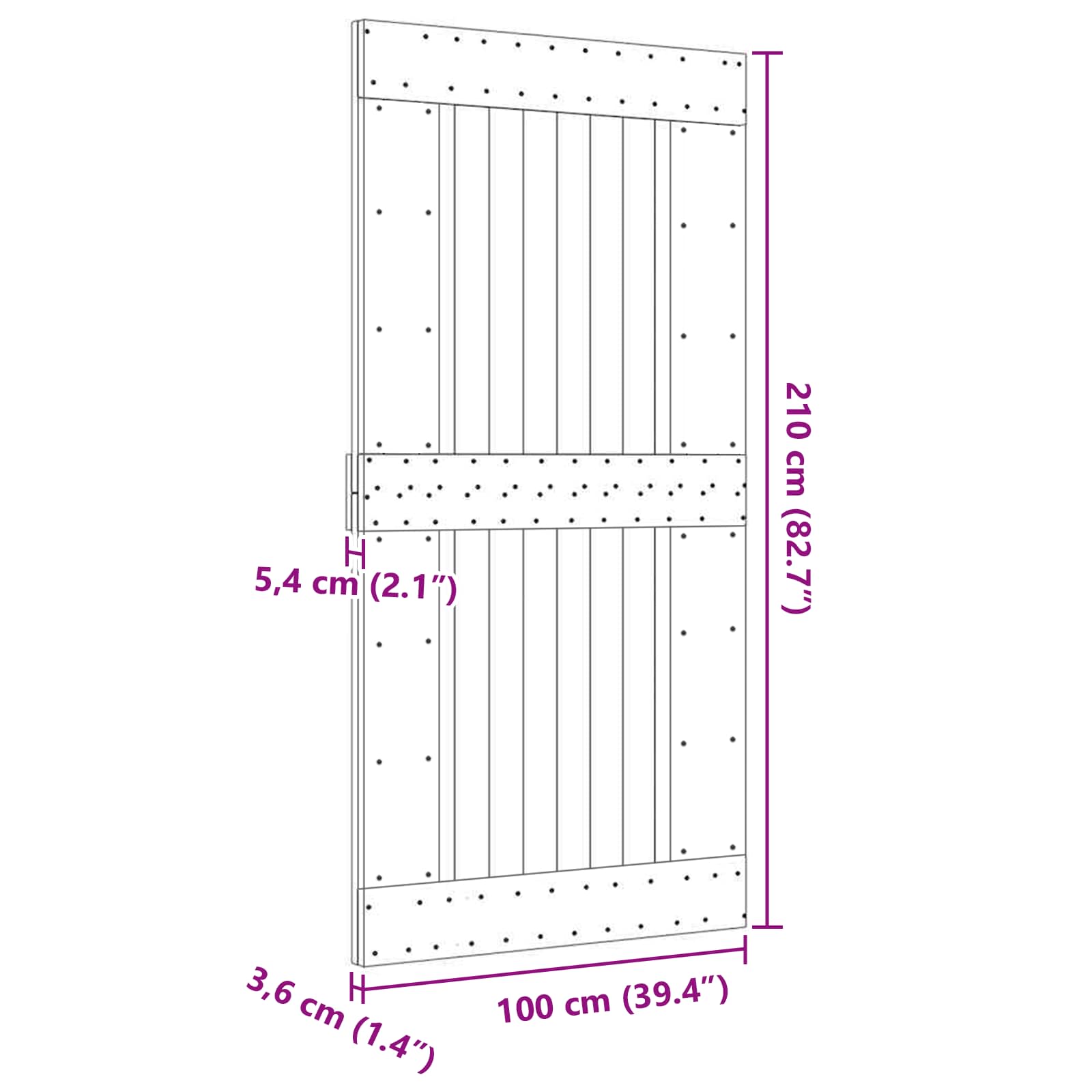 vidaXL Drzwi NARVIK Naturalny 100 x 210 cm Lite Drewno Sosnowe