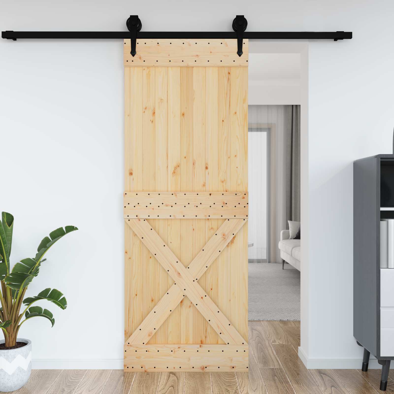 vidaXL Drzwi NARVIK Naturalny 85 x 210 cm Lite Drewno Sosnowe