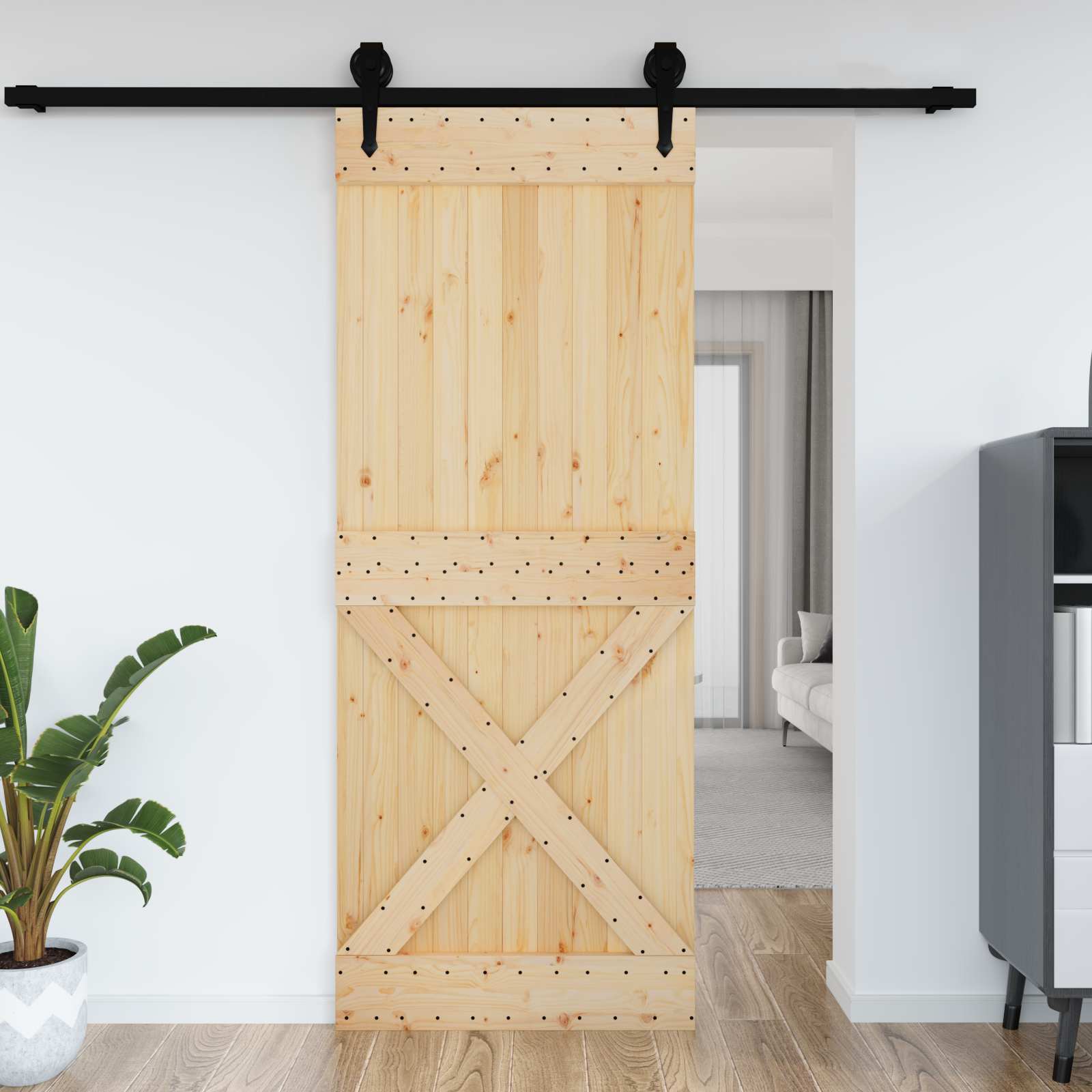vidaXL Drzwi NARVIK Naturalny 90 x 210 cm Lite Drewno Sosnowe