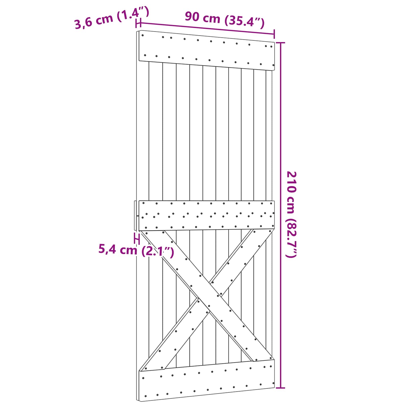 vidaXL Drzwi NARVIK Naturalny 90 x 210 cm Lite Drewno Sosnowe