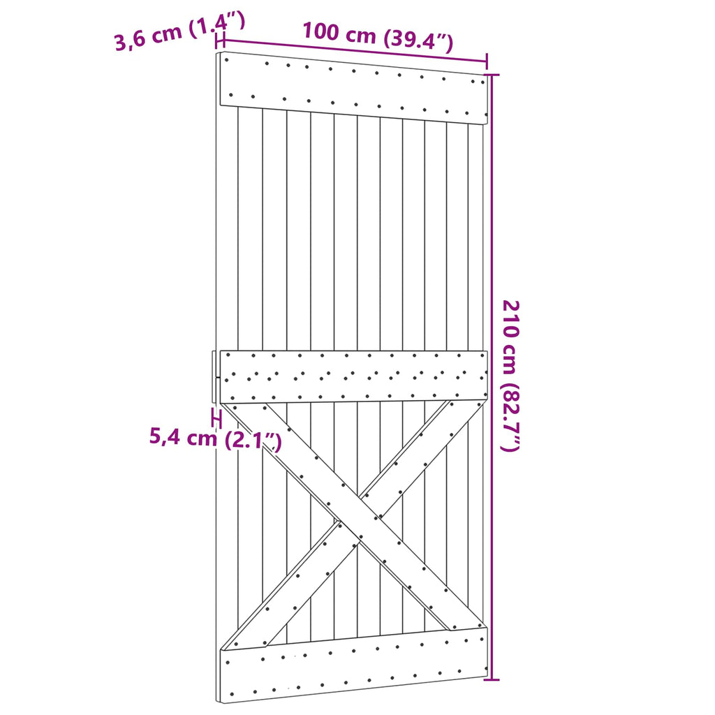 vidaXL Drzwi NARVIK Naturalny 100 x 210 cm Lite Drewno Sosnowe