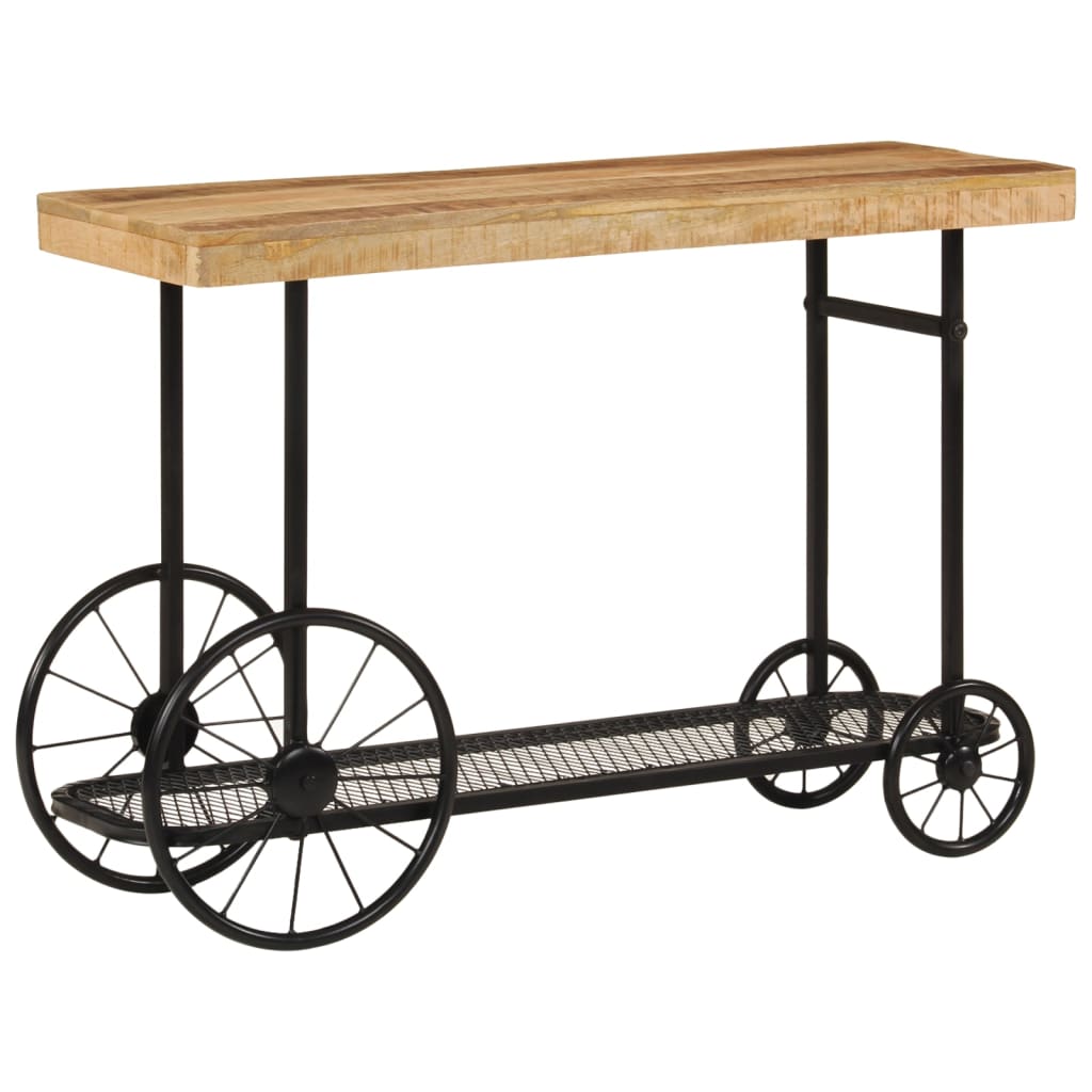 vidaXL Stolik konsolowy, 112x36x76 cm, lite drewno mango i żelazo