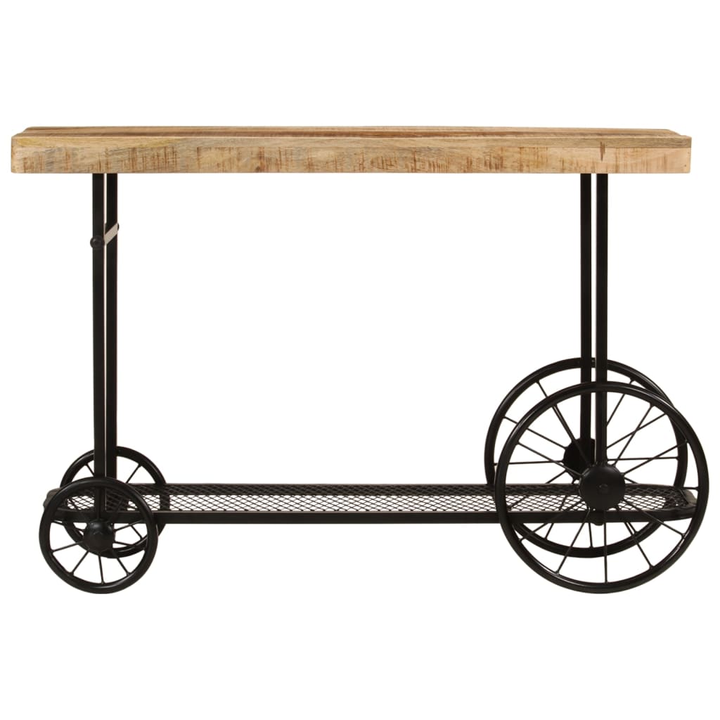 vidaXL Stolik konsolowy, 112x36x76 cm, lite drewno mango i żelazo