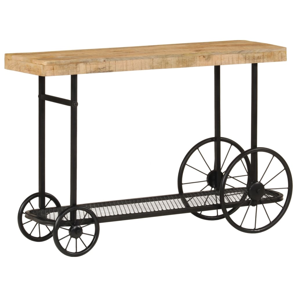 vidaXL Stolik konsolowy, 112x36x76 cm, lite drewno mango i żelazo