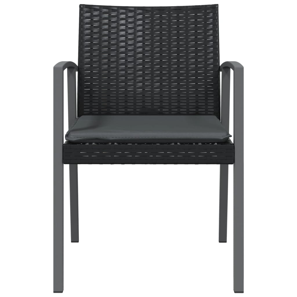 vidaXL Krzesła ogrodowe z poduszkami, 4 szt., czarne, 56,5x57x83 cm