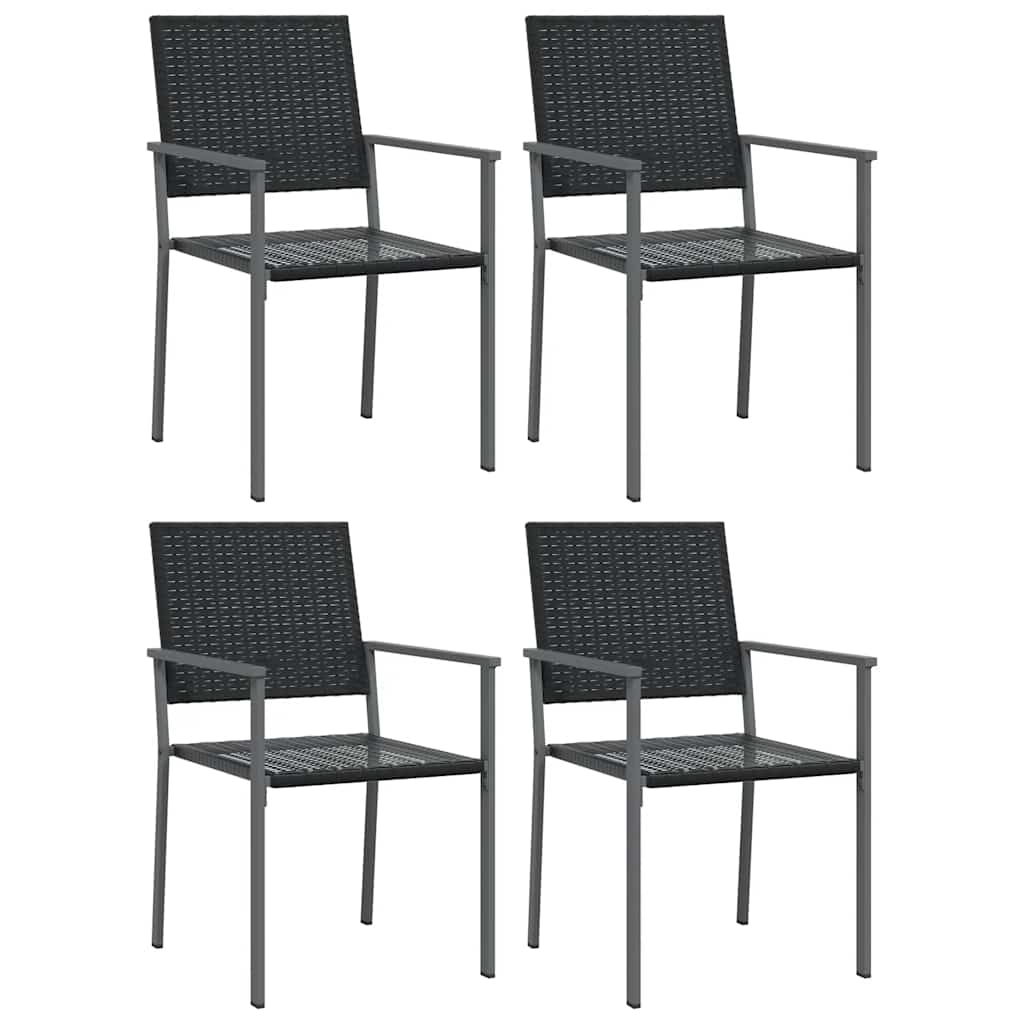vidaXL Krzesła ogrodowe, 4 szt., czarne, 54x62,5x89 cm, polirattan