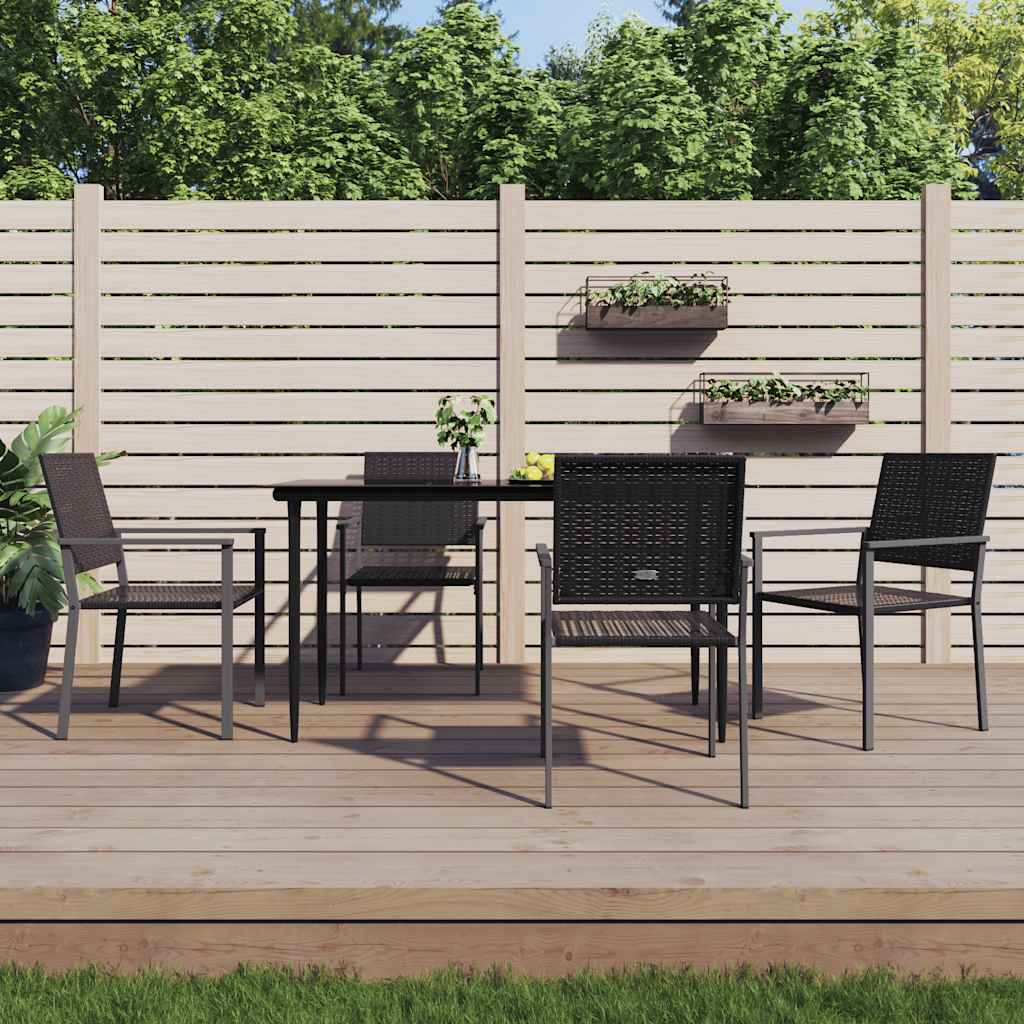 vidaXL Krzesła ogrodowe, 4 szt., czarne, 54x62,5x89 cm, polirattan