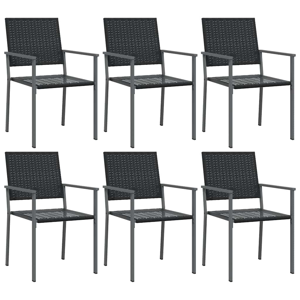 vidaXL Krzesła ogrodowe, 6 szt., czarne, 54x62,5x89 cm, polirattan