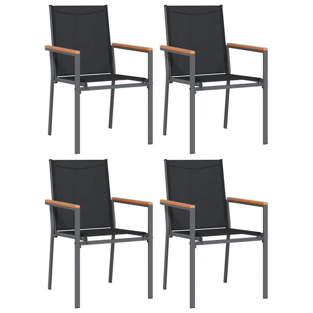 vidaXL Krzesła ogrodowe, 4 szt, czarne, 55x61,5x90cm, textilene i stal