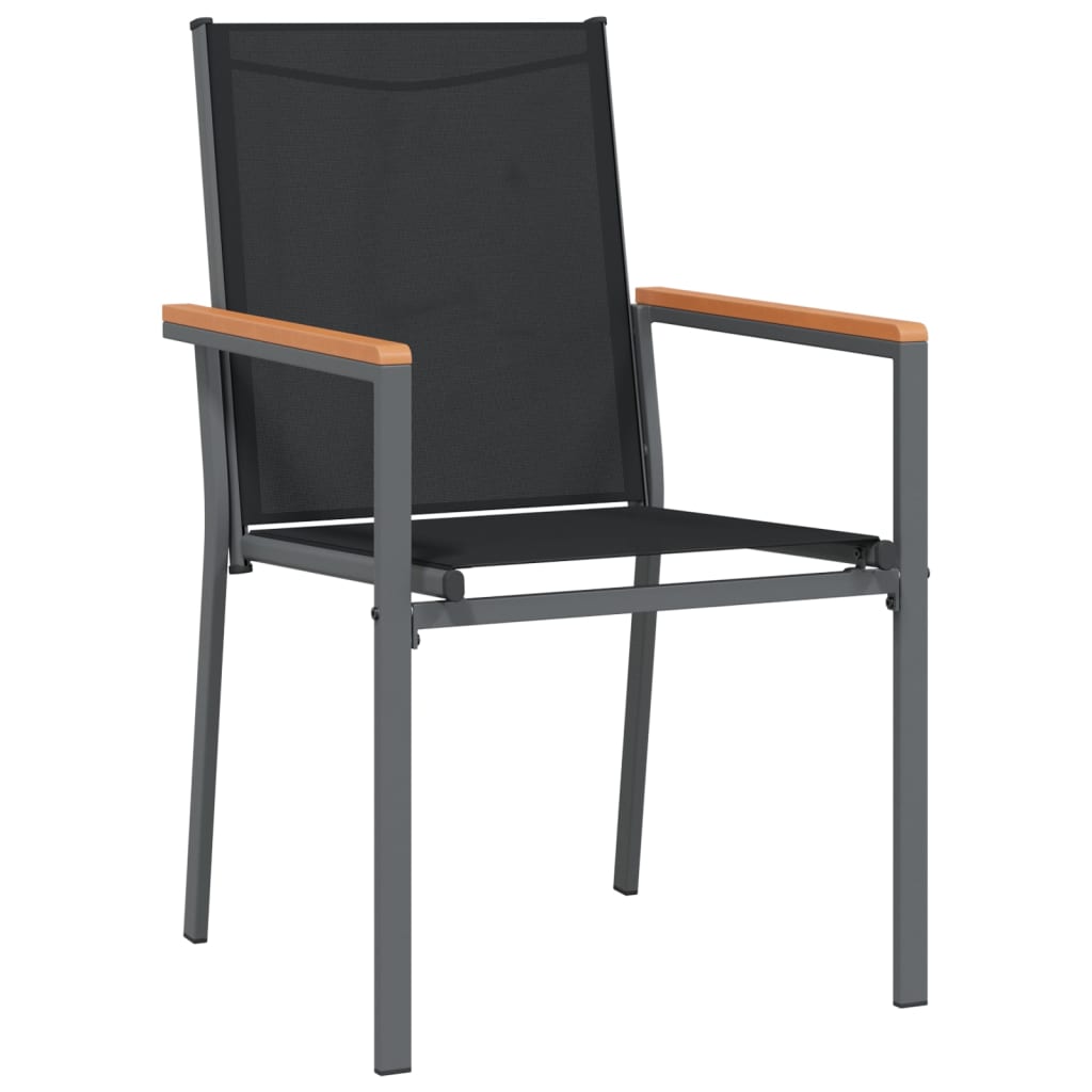 vidaXL Krzesła ogrodowe, 4 szt, czarne, 55x61,5x90cm, textilene i stal