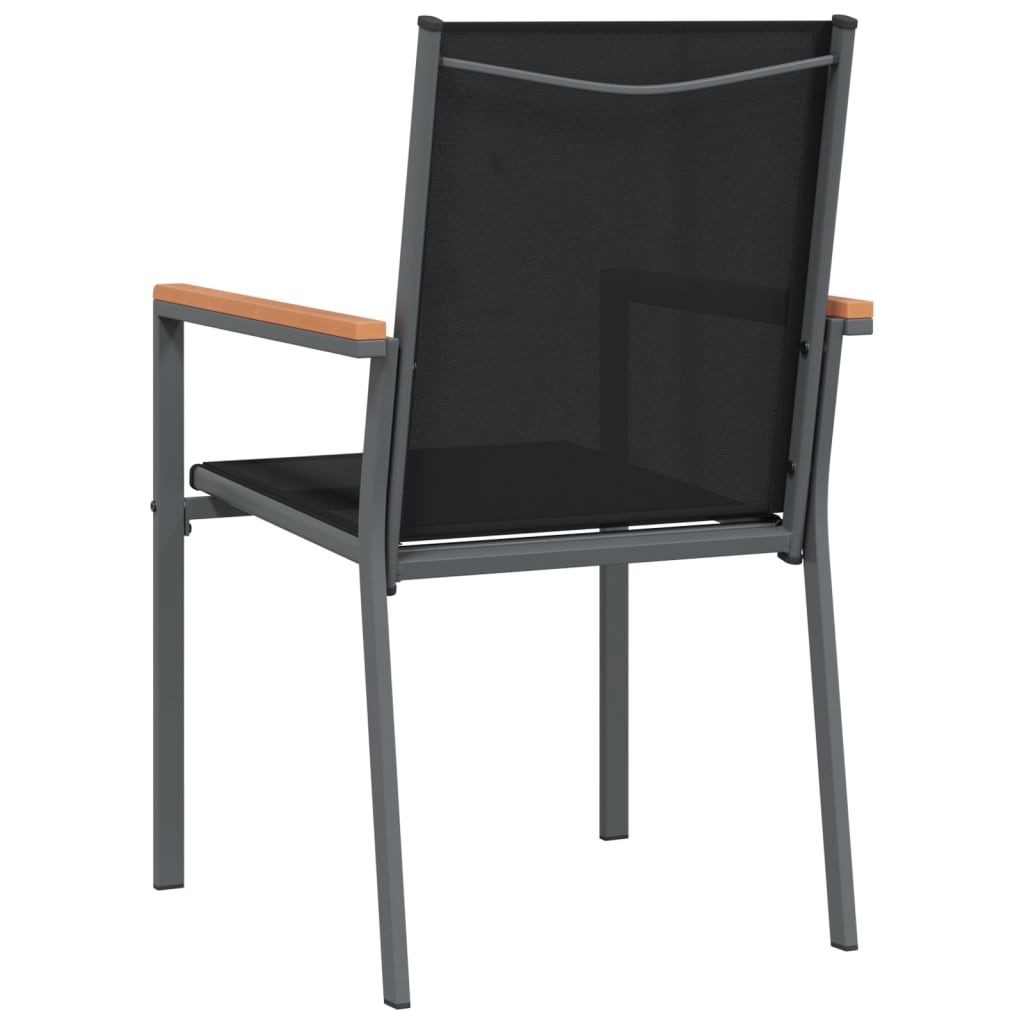 vidaXL Krzesła ogrodowe, 4 szt, czarne, 55x61,5x90cm, textilene i stal