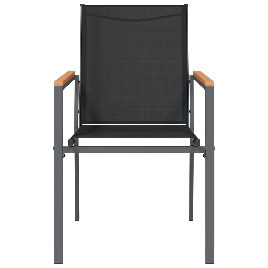 vidaXL Krzesła ogrodowe, 6 szt, czarne, 55x61,5x90cm, textilene i stal