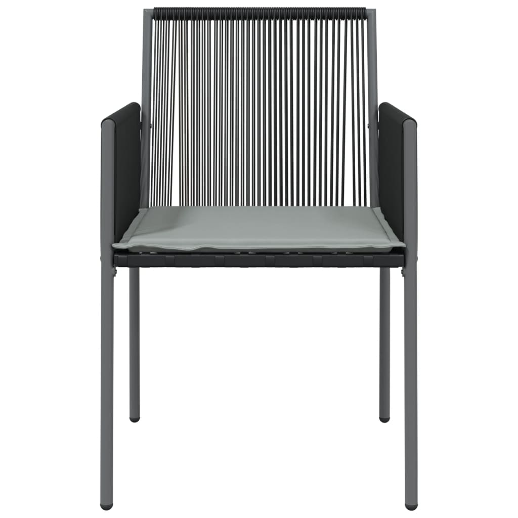 vidaXL Krzesła ogrodowe z poduszkami, 6 szt., czarne, 54x60,5x83,5 cm