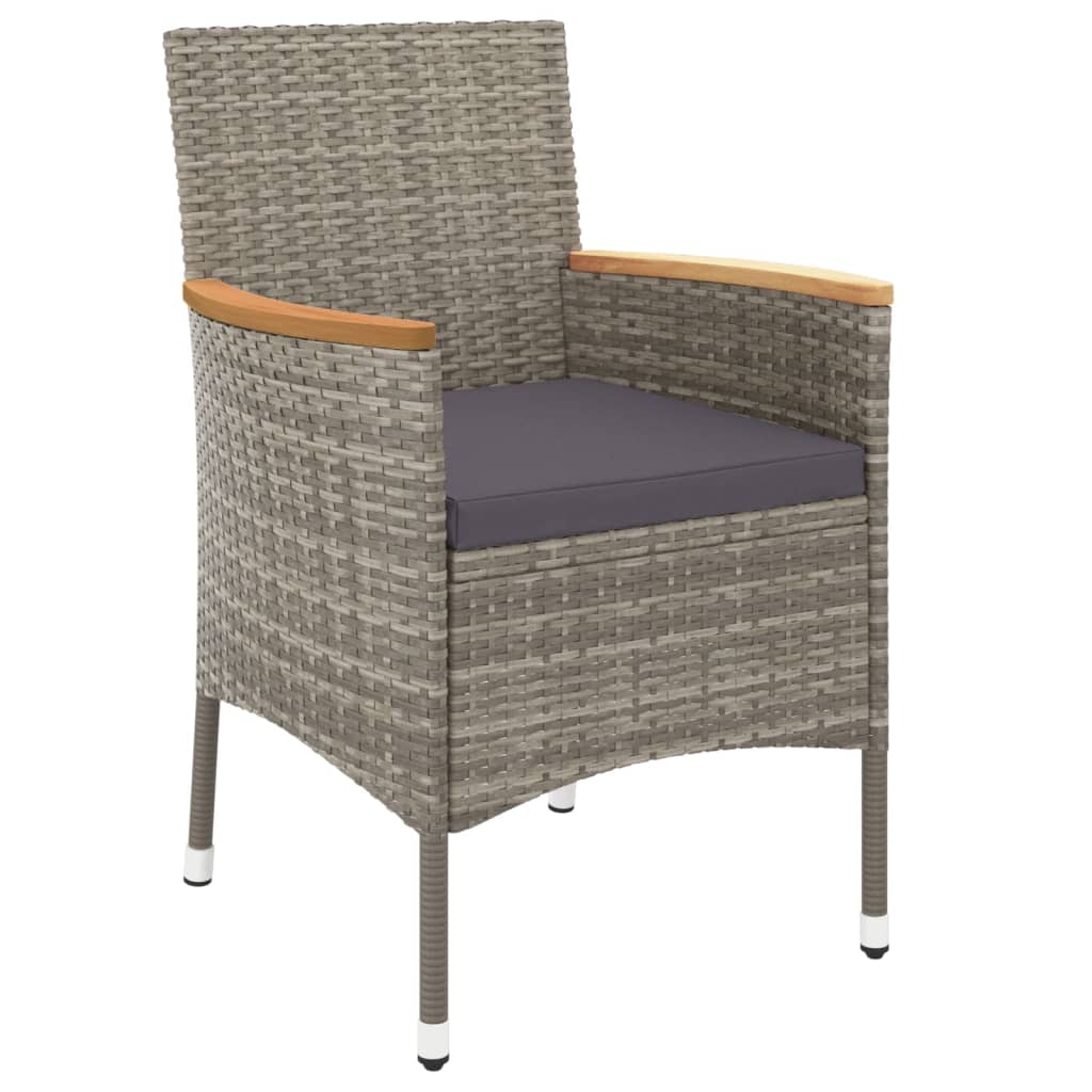vidaXL 3-cz. zestaw mebli ogrodowych z poduszkami, szary rattan PE