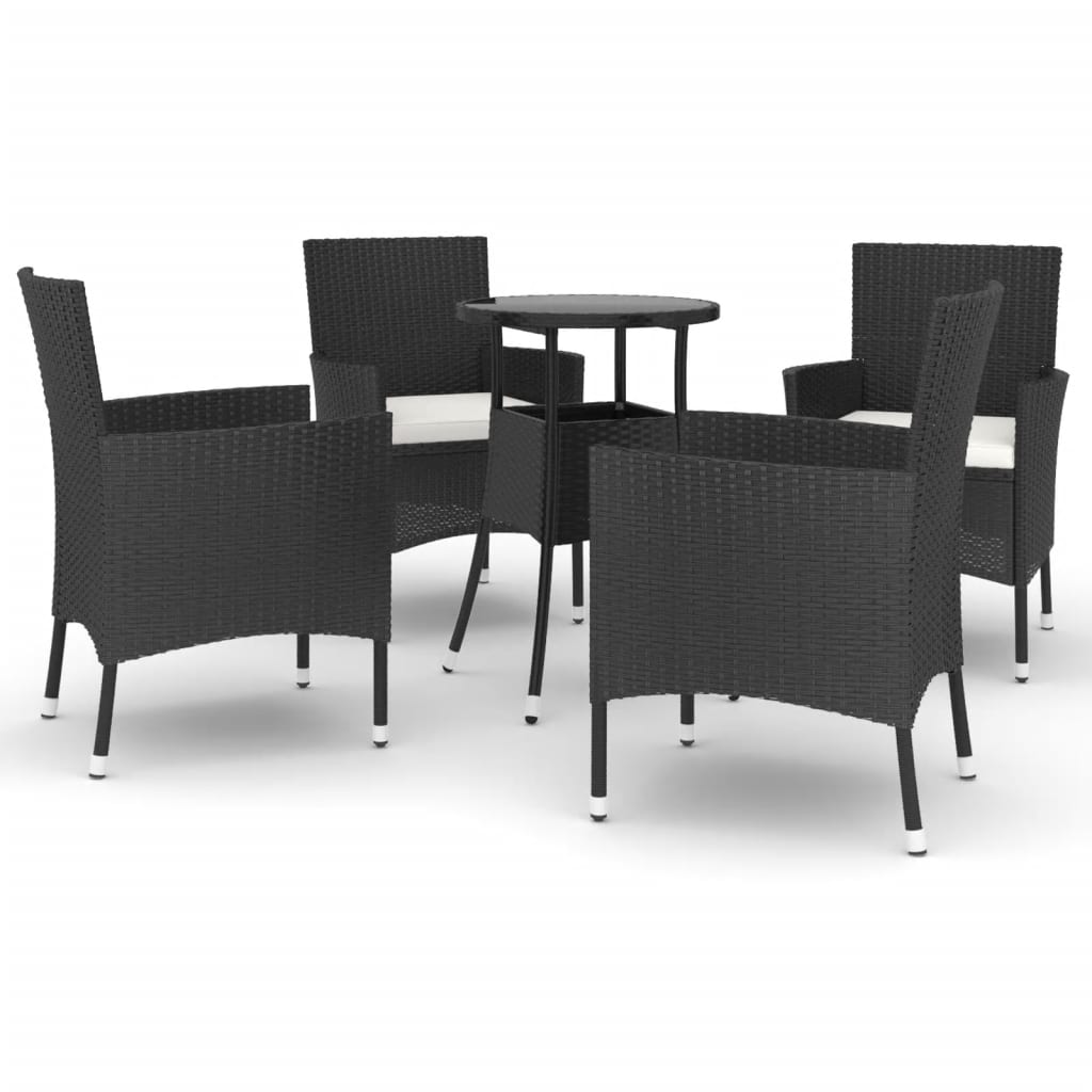 vidaXL 5-cz. zestaw ogrodowych mebli bistro z poduszkami, czarny