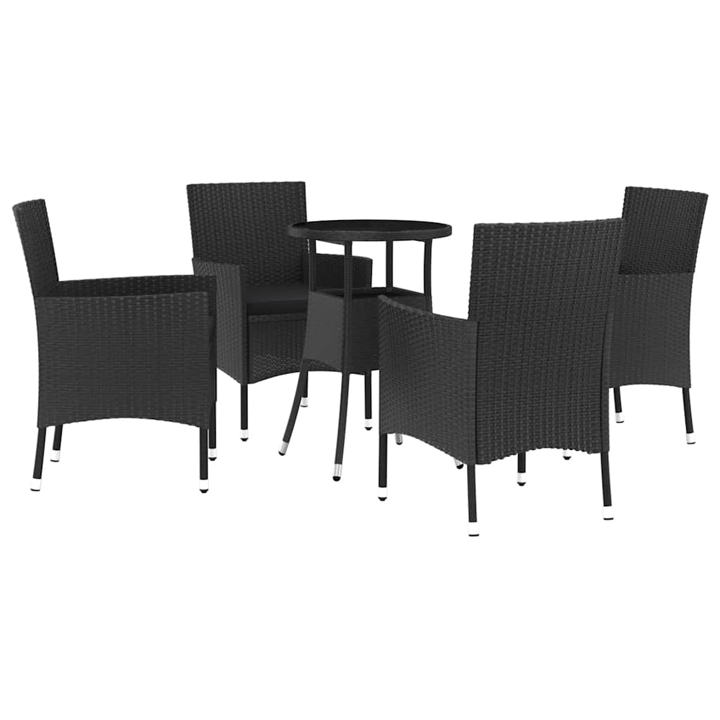 vidaXL 5-cz. zestaw ogrodowych mebli bistro z poduszkami, czarny