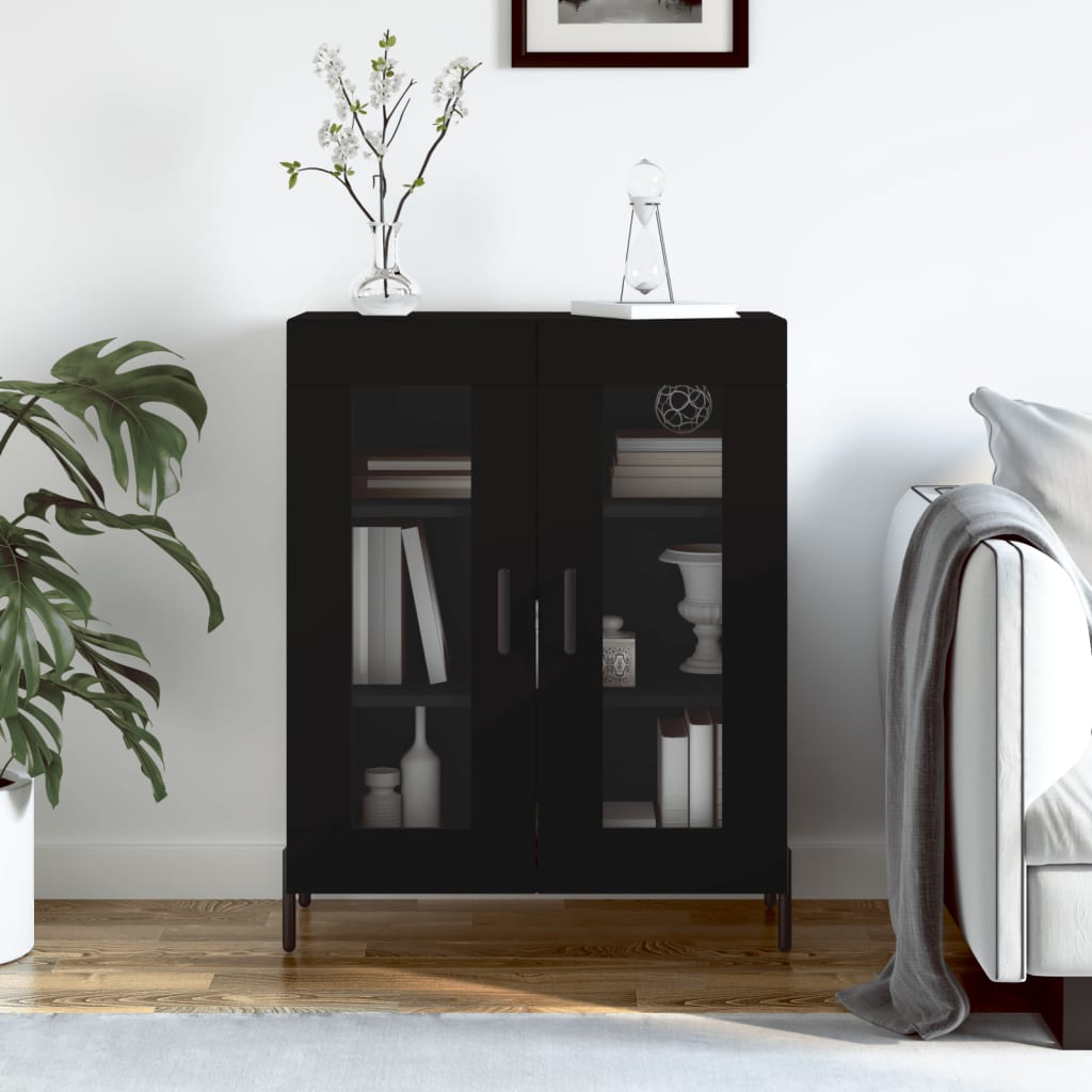 vidaXL Szafka, czarna, 69,5x34x90 cm, materiał drewnopochodny