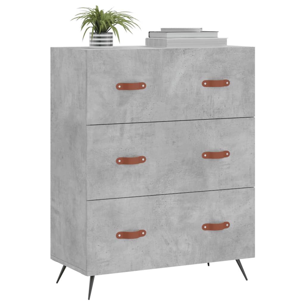 vidaXL Komoda, szarość betonu, 69,5x34x90 cm, materiał drewnopochodny