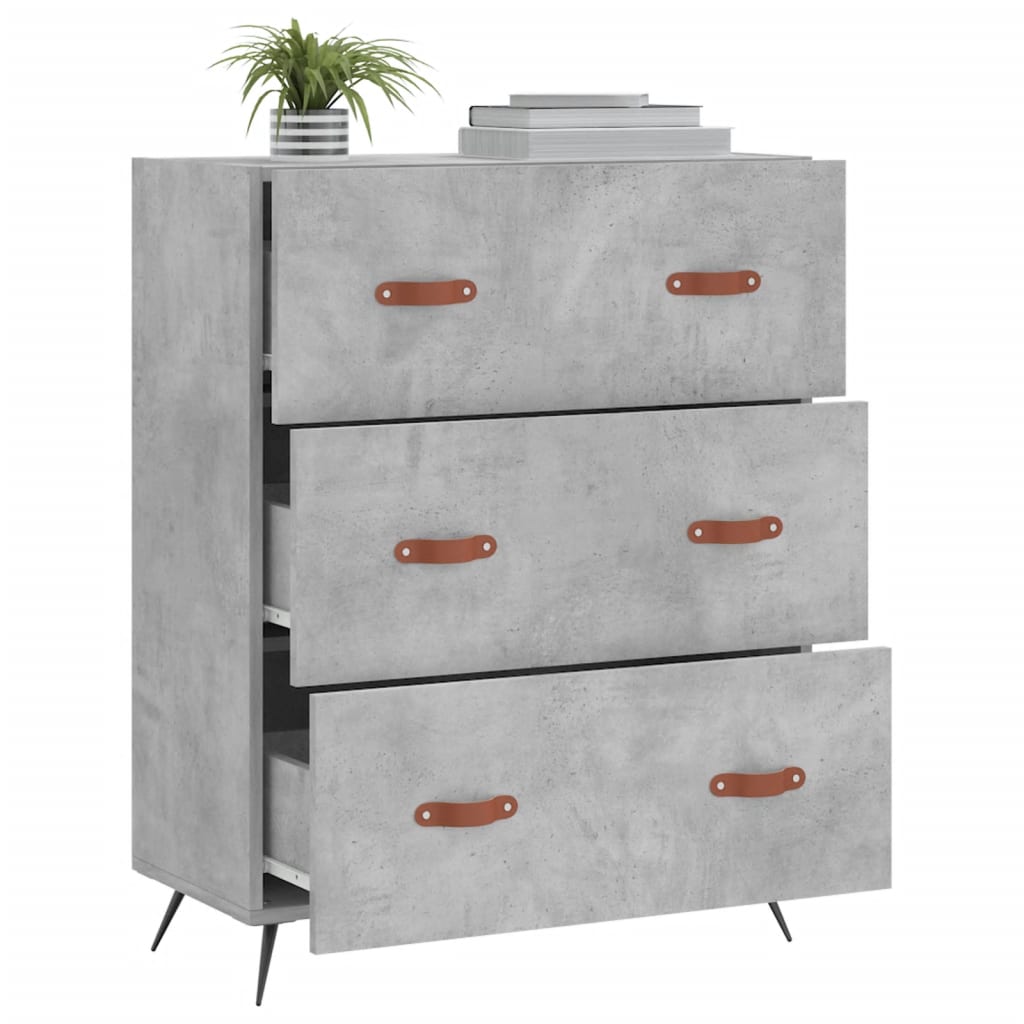 vidaXL Komoda, szarość betonu, 69,5x34x90 cm, materiał drewnopochodny