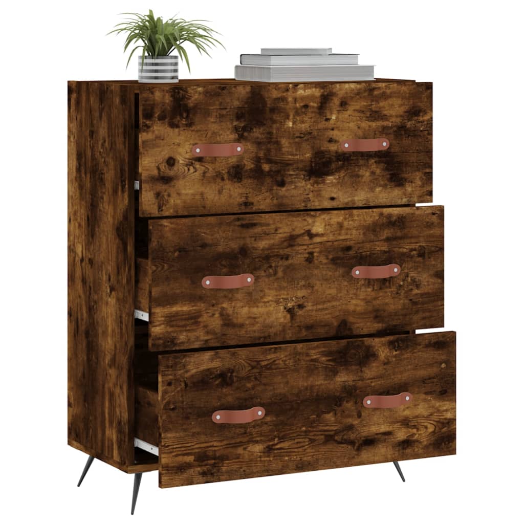 vidaXL Komoda, przydymiony dąb, 69,5x34x90 cm, materiał drewnopochodny
